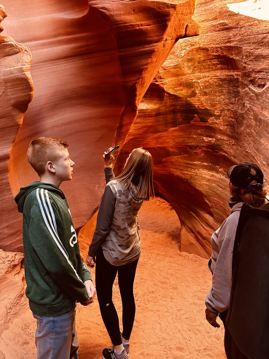 Guests looking up inside Rattlesnake Canyon