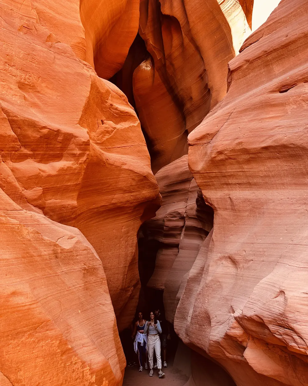 Towering orange sandstone walls in Upper Antelope Canyon